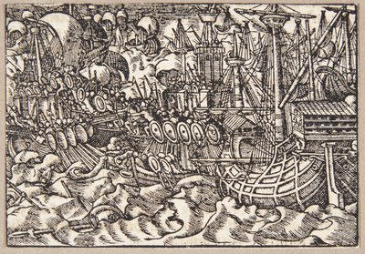 Gaius Duillius besiegt Karthago in einer Seeschlacht von Tobias Stimmer