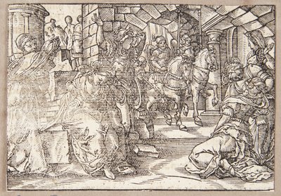 Römische Mütter fallen in Ohnmacht bei der Rückkehr ihrer Söhne aus dem Krieg von Tobias Stimmer