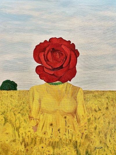 Rosenkopf Gelbes Feld von Tom Blood
