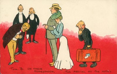 Auf ihrer Hochzeitsreise, die Ankunft im Hotel von Tom Browne