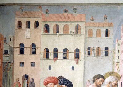 St. Peter heilt einen Krüppel und die Auferweckung der Tabitha Detail der Hintergrundarchitektur, ca. 1427 Fresko von Tommaso Masolino da Panicale