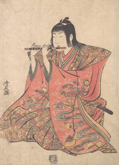 Eine Puppe, die einen Jungen darstellt, der Flöte spielt, ca. 1780 von Torii Kiyonaga