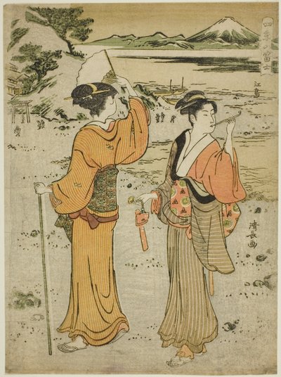 Enoshima, aus der Serie "Der Berg Fuji in den vier Jahreszeiten" von Torii Kiyonaga