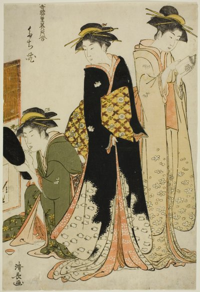 Unterhalter der Tachibana, aus der Serie "Eine Sammlung zeitgenössischer Schönheiten der Vergnügungsviertel" von Torii Kiyonaga