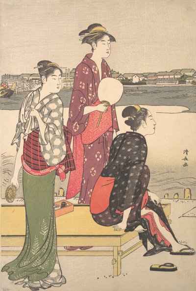 Abend am Ufer des Sumida-Flusses von Torii Kiyonaga