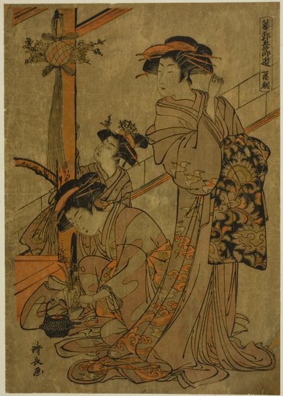 Morgen der Iris, aus der Serie "Fünf Feste in den Vergnügungsvierteln" von Torii Kiyonaga
