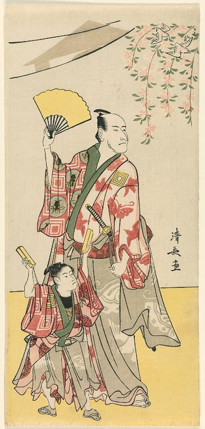 Die Schauspieler Ichikawa Danjuro V und Ichikawa Ebizo IV, aus einem Pentaptychon von elf Schauspielern, die das Fest des Schreins der Soga-Brüder feiern von Torii Kiyonaga