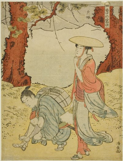 Totsuka, aus der Serie "Der Fuji in den vier Jahreszeiten (Shiki no Fuji)" von Torii Kiyonaga