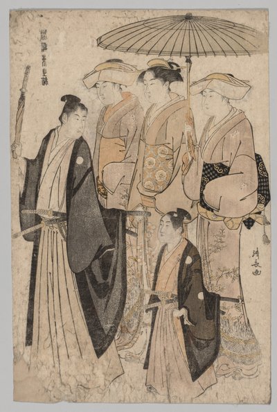 Frau von Yoshiwara und Begleiter, 1752-1815 von Torii Kiyonaga