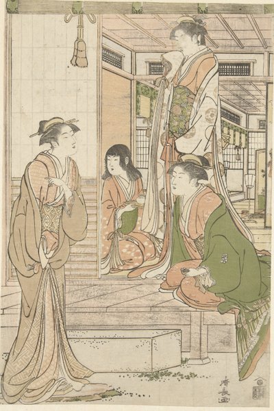 Yoshitsune bringt Joruri hime eine Serenade von Torii Kiyonaga