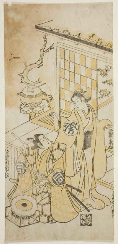 Die Schauspieler Takinaka Hidematsu I und Sanogawa Ichimatsu I von Torii Kiyonobu II