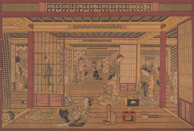 Innenansicht in Yoshiwara von Torii Kiyotada