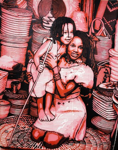 Freudige afrikanische Familie von Tosin Oyeniyi