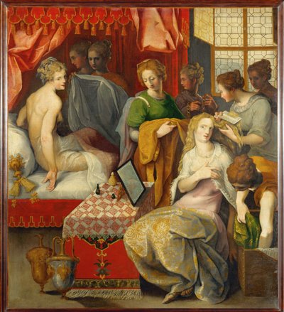 Hyante und Climene bei ihrer Toilette. Eine aus einer Serie von Toussaint Dubreuil