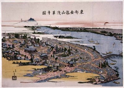 Kinryuzan Senso-ji Tempel in der östlichen Hauptstadt (Edo) ca. 1820 (Holzschnitt) von Toyota Hokkei