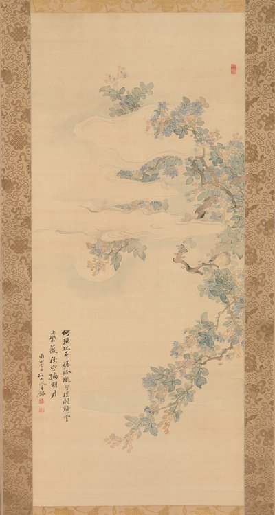 Kleiner Vogel auf einem Kreppmyrtenzweig, 19. Jahrhundert von Tsubaki Chinzan