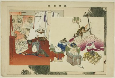 Requisiten, aus der Serie "Bilder von No-Aufführungen (Nogaku Zue)" von Tsukioka Kogyo