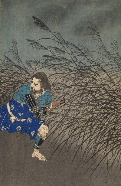 Fujiwara no Yasumasa spielt im Mondlicht Flöte von Tsukioka Yoshitoshi