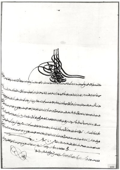 Dokument zur sicheren Durchreise, ausgestellt an Rene de Chateaubriand (1768-1848) von Sultan Selim III (1761-1808) 14-23 September 1806 von Turkish School