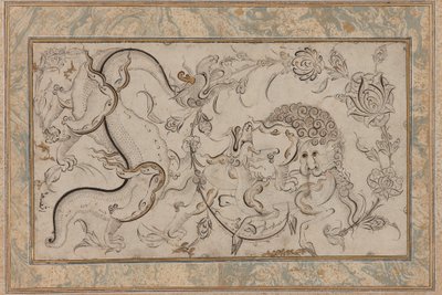 Löwe, Chi-Lin und Drache in Blumensprays, Osmanische Periode von Turkish School