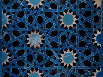 Fliesenplatte mit geometrischen Motiven aus Konya, Türkei, Seldschukische Zivilisation von Turkish School