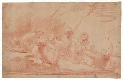 Seelen im Fegefeuer, Studie für Der selige Johannes Burali bittet die selige Jungfrau, für die Seelen im Fegefeuer zu intervenieren, San Bartolomeo, Bologna von Ubaldo Gandolfi