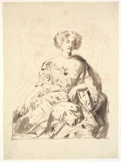 Porträt einer Dame, sitzend, Halbfigur von Ubekendt