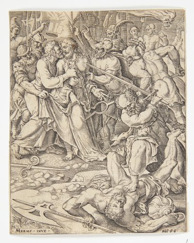 Der Verrat Christi von Ubekendt efter Dirck Volckertsz. Coornhert efter Maarten van Heemskerck