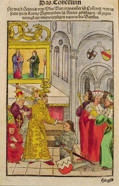 Heinrich von Ulm wird vom Kaiser auf dem Konzil von Konstanz zum Ritter geschlagen, aus 