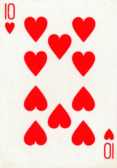 10 der Herzen aus einem Kartenspiel von Goodall & Son Ltd., ca. 1940 von Unbekannt