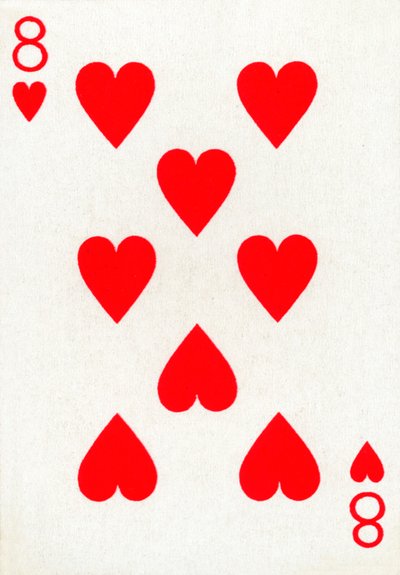 8 der Herzen aus einem Kartenspiel von Goodall & Son Ltd., um 1940 von Unbekannt