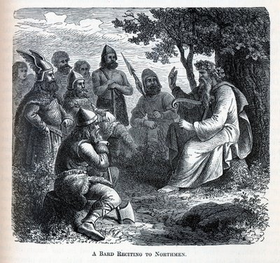 Ein Barde rezitiert vor Nordmännern, 1882 von Unbekannt