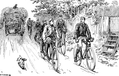 Ein britischer Fahrradclub auf einer Landfahrt, 1895 von Unbekannt