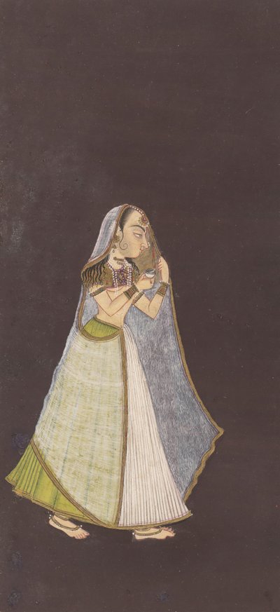 Eine Dame, die nachts eine Öllampe hält, ca. 1725 von Unbekannt