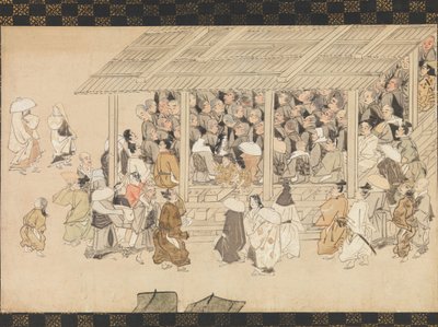 Eine Nenbutsu-Versammlung in Ichiya, Kyoto, aus der illustrierten Biografie des Mönchs, spätes 14. Jahrhundert von Unbekannt