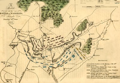 Eine Skizze der Schlacht von Waterloo, 18. Juni 1815, 1816 von Unbekannt