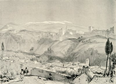 Ein Blick auf die Alhambra vom Albaycin, 19. Jahrhundert, 1907 von Unbekannt