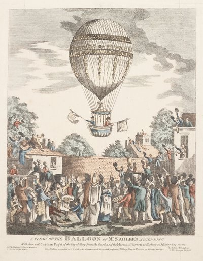 Ansicht des aufsteigenden Ballons von Mr. Sadler von Unbekannt