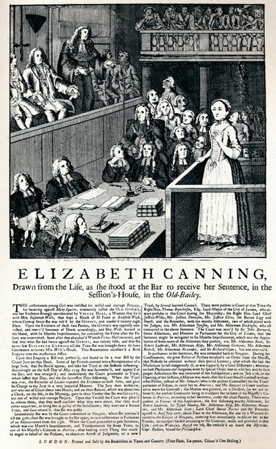 Ein Flugblatt von 1754 über den Fall von Elizabeth Canning, 1915 von Unbekannt