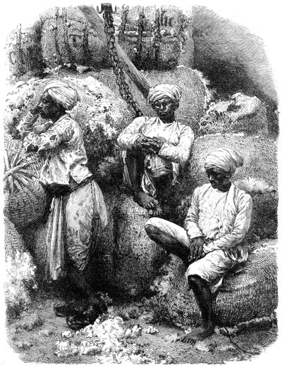 Ein Baumwollmarkt in Bombay, Indien, 19. Jahrhundert von Unbekannt