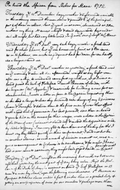 Eine Seite aus dem Tagebuch von John Newton, 1750-1754, 1965 von Unbekannt