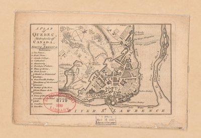Ein Plan von Quebec, Metropole von Kanada in Nordamerika von Unbekannt