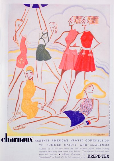 Werbung für Krepe-Tex-Badeanzüge, 1935 von Unbekannt