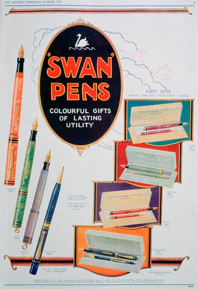 Werbung für Swan-Füller, 1928 von Unbekannt