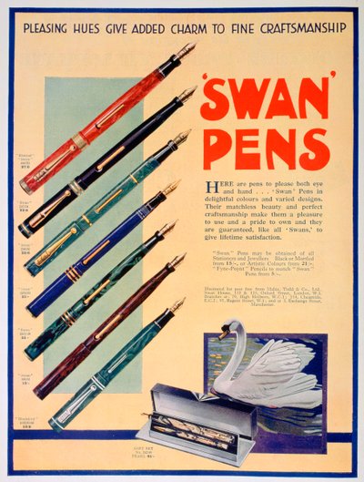 Werbung für Swan-Füller, 1931 von Unbekannt