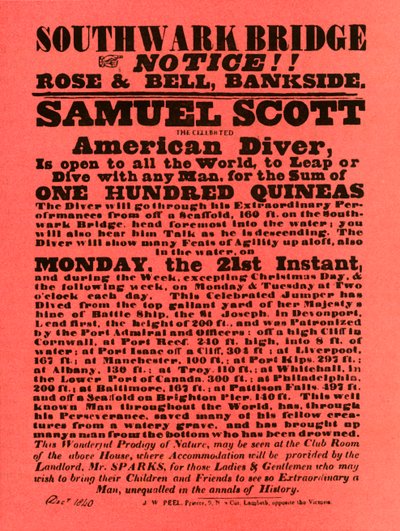 Werbung für Stuntshows von Samuel Scott, 1840, 1948 von Unbekannt