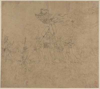 Album mit daoistischen und buddhistischen Themen: Prozession daoistischer Gottheiten: Blatt 6, 1200er Jahre von Unbekannt