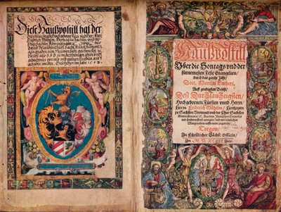 Ein frühes Autogrammalbum: Eine Hauspostille aus den Werken von Martin Luther, ca. 1550 von Unbekannt