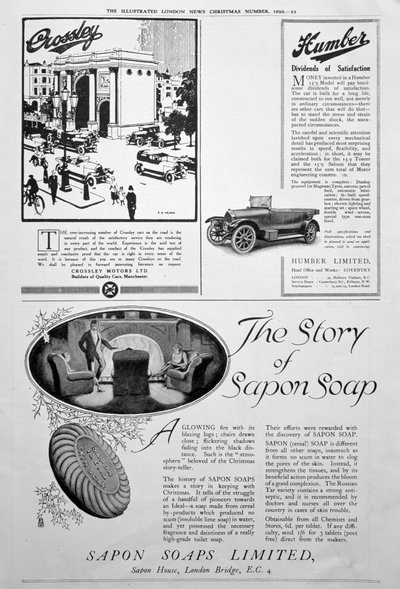 Eine Werbeseite in der Illustrated London News, Weihnachtsausgabe, 1920 von Unbekannt