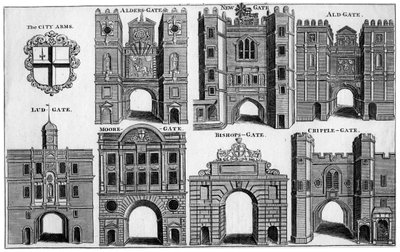 Wappen und Tore der Stadt London, um 1650, 19. Jahrhundert von Unbekannt